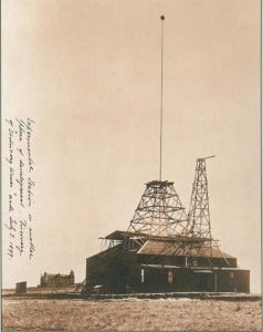 Tesla's Experimental Station at Colorado Springs where the first wireless transmission experiments were preformed