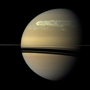 A huge storm churning through the atmosphere via NASA/JPL-Caltech/SSI