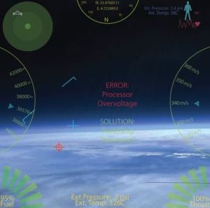 Example of the graphical symbology that will be displayed by the Juxtopia AR Goggles during a typical RL MARK IV space dive. Credit: Blaze Sanders