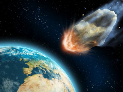 An artist rendering of an asteroid approaching Earth. (Credit: Andreus Agency)