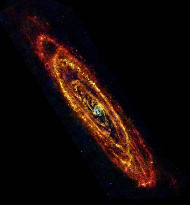 Andromeda galaxy from the Herschel space observatory via ESA/NASA/JPL-Caltech/NHSC