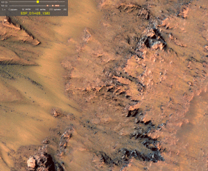 In images taken of Newton Crater by the Mars Reconnisence Orbiter in 2011 show what may be salt water flowing on Mars. Photo Credit: NASA