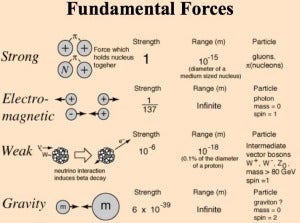 A table showing the relatively strengths of the four fundamental forces. Image Credit: HyperPhysics