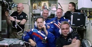 Picture taken shortly after Serova, Wilmore, and Samokutyaev arrived on station. Photo Credit: NASA TV