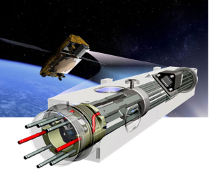 Artist’s rendering of a vacuum tube, one of the main components of an atomic clock. Credit: NASA