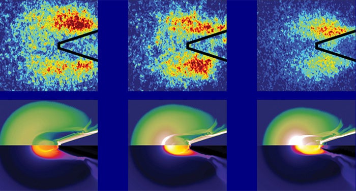 Image of energy flow and distribution in a nuclear fusion fuel pellet, achieved through copper tracers and X-ray imaging. Credit: High Energy Density Physics Group, UC San Diego.