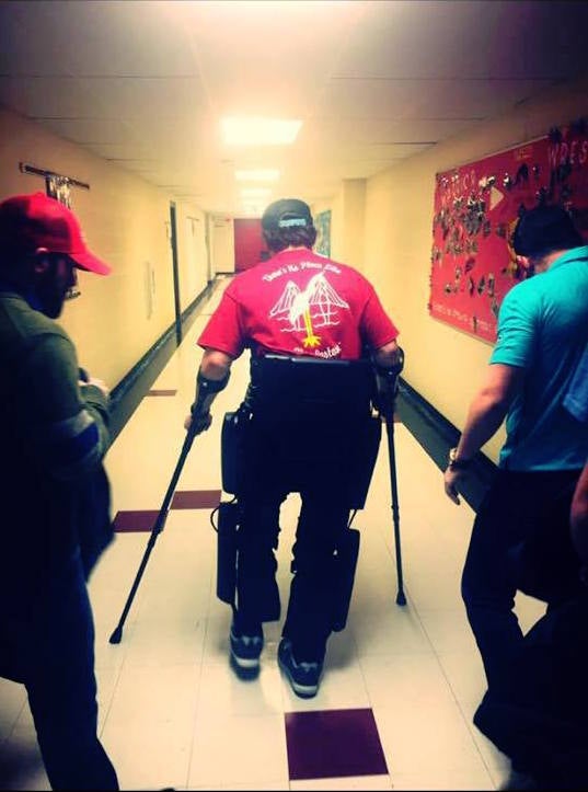 Adam tests out his new ReWalk exoskeleton. Credit: Adam Gorlitsky