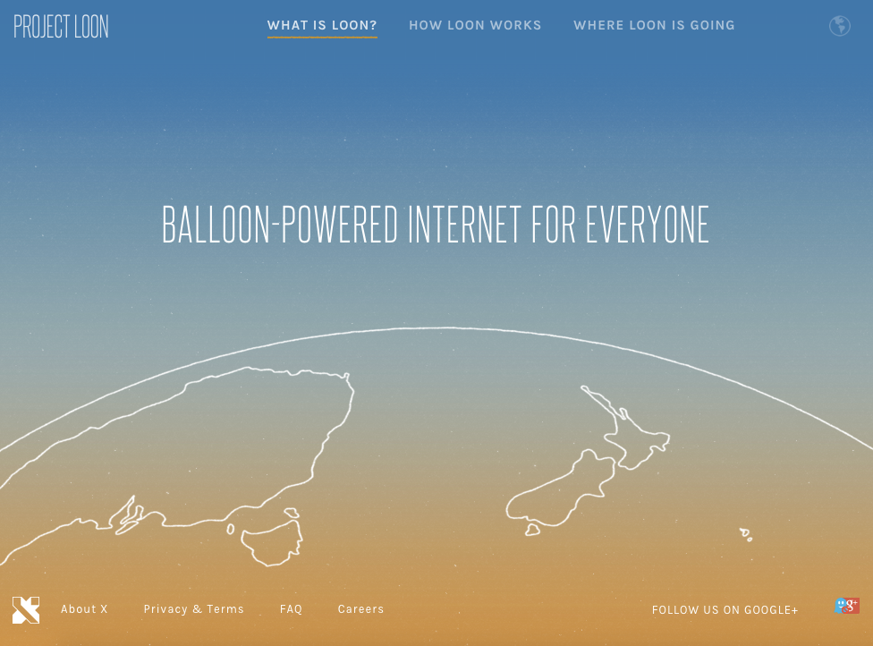 Project Loon Website. Image Credit: http://www.google.com/loon/