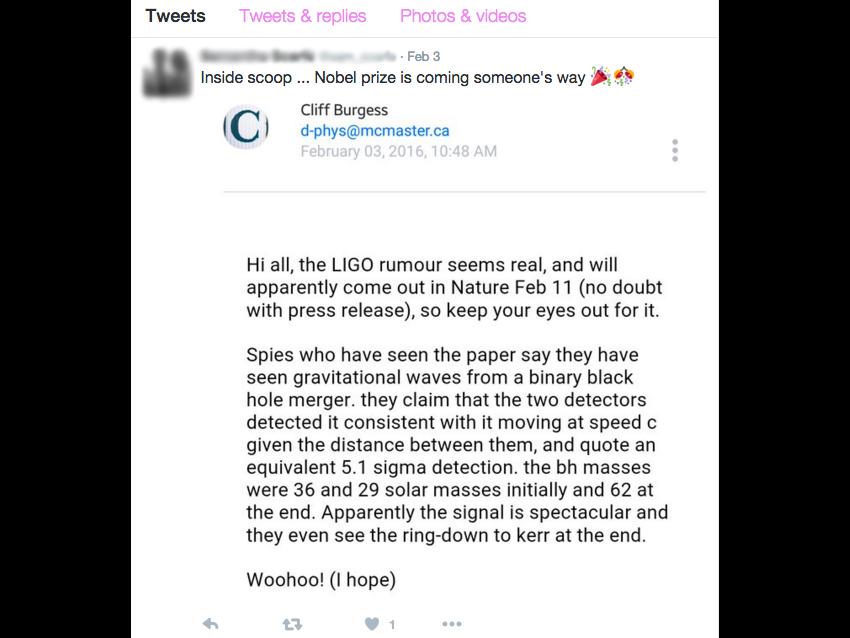 Screenshot of leaked Email. Credit: Science