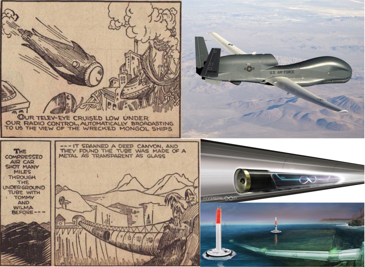 Some of the future predictions found in the Buck Rogers comic strip. Credit: rolandanderson.se/Hyperlooptech.com