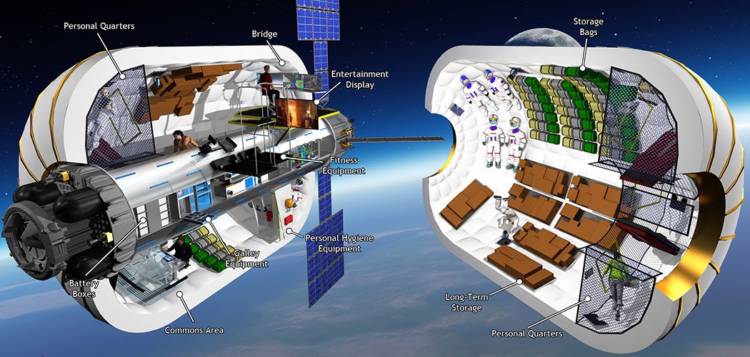 Bigelow Aerospace’s inflatable habitat. Image Credit: www.bigelowaerospace.com