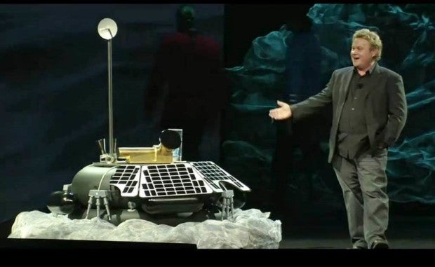Moon Express co-founder and CEO Bob Richards with the MX-1. Credit: Moon Express via YouTube