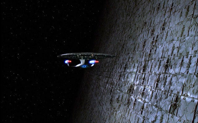 The U.S.S. Enterprise encounters a Dyson Sphere in Star Trek: The Next Generation. Image Credit: Paramount