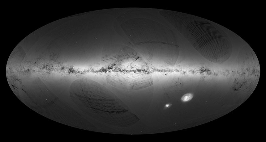 Gaia's first sky map. Credits: DPAC/GAIA/ESA