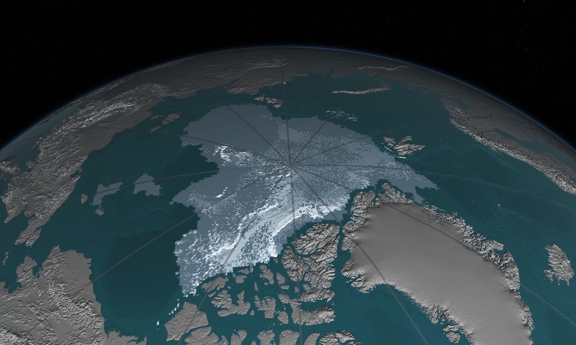 In this illustration, blue-gray represents the youngest ice and white represents the oldest. Image Credit: Scientific Visualization Studio/Nasa