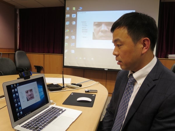 The lip-reading software in action. Image credit: HKBU