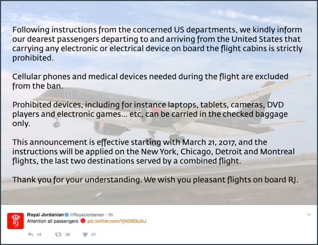 *5* The U.S. Bans Electronic Devices from Foreign Inbound Flights