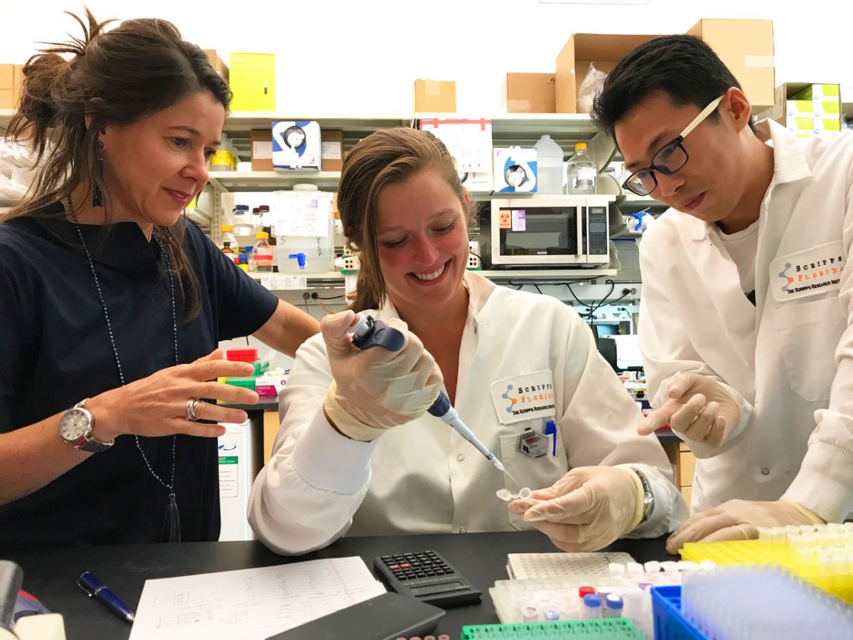 Authors of the recent study (From left to right): Susana Valente, Cari F. Kessing and Chuan Li. Image Credit: The Scripps Research Institute