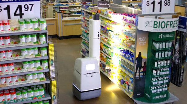 One of the self-scanning Walmart robots. Image Credit: Walmart