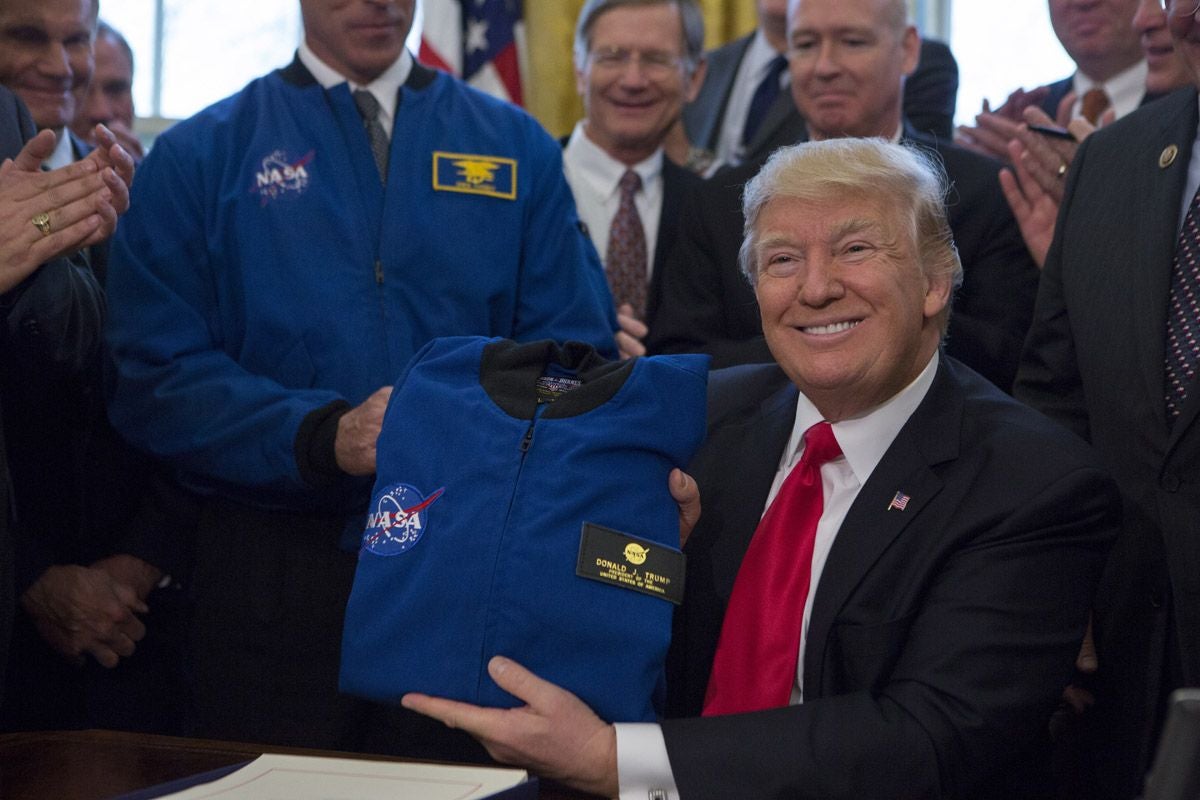 Trump at the ceremony after signing a directive to establish a new US space exploration program. Image credit: The White House