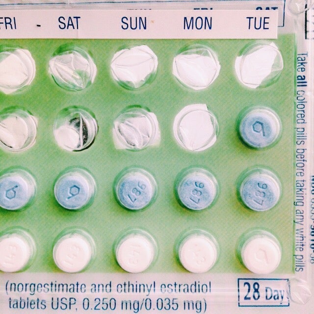 A sleeve of birth control pills with nearly two weeks missing. Hormonal contraceptives like these have been linked to breast cancer, even at small doses.