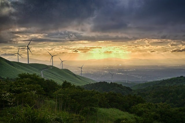 A wind farm in the hills. The World Bank has announced it will stop fossil fuel financing in 2019, paving the way for a switch to renewable energy worldwide.