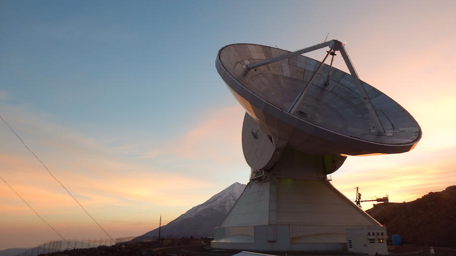 The Large Millimeter Telescope in Mexico at sunrise. Image Credit: Ana Torres Campos