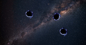 Something punched gigantic holes through the Milky Way. There's little evidence at the cosmic crime scene, but scientists suspect it was dark matter.