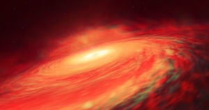 A distant black hole is surrounded by a much larger disk of spacestuff than scientists expected, giving them a rare glimpse of special relativity in action.
