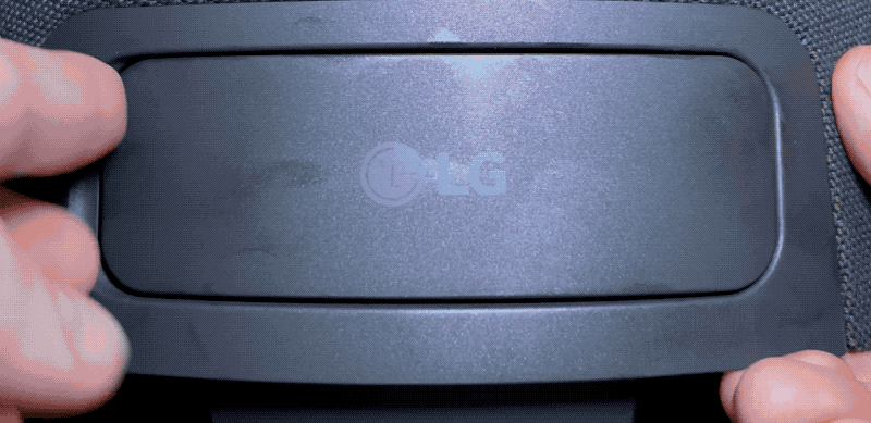 LG XBOOM 360 hidden control panel allows you to charge the device or plug in songs via USB.