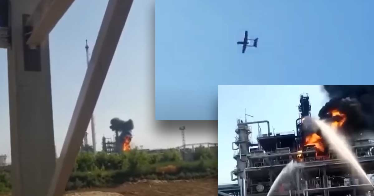 Drone Crashes Into Russian Oil Refinery, Explodes